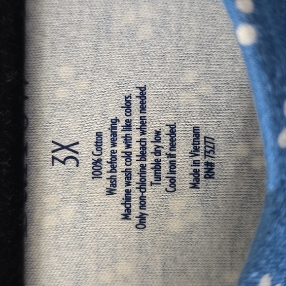 CROFT AND BARROW WOMEN'S PLUS SIZE BLUE & WHITE SHORT SLEEVES COTTON TOP SIZE 3X - Picture 4 of 12